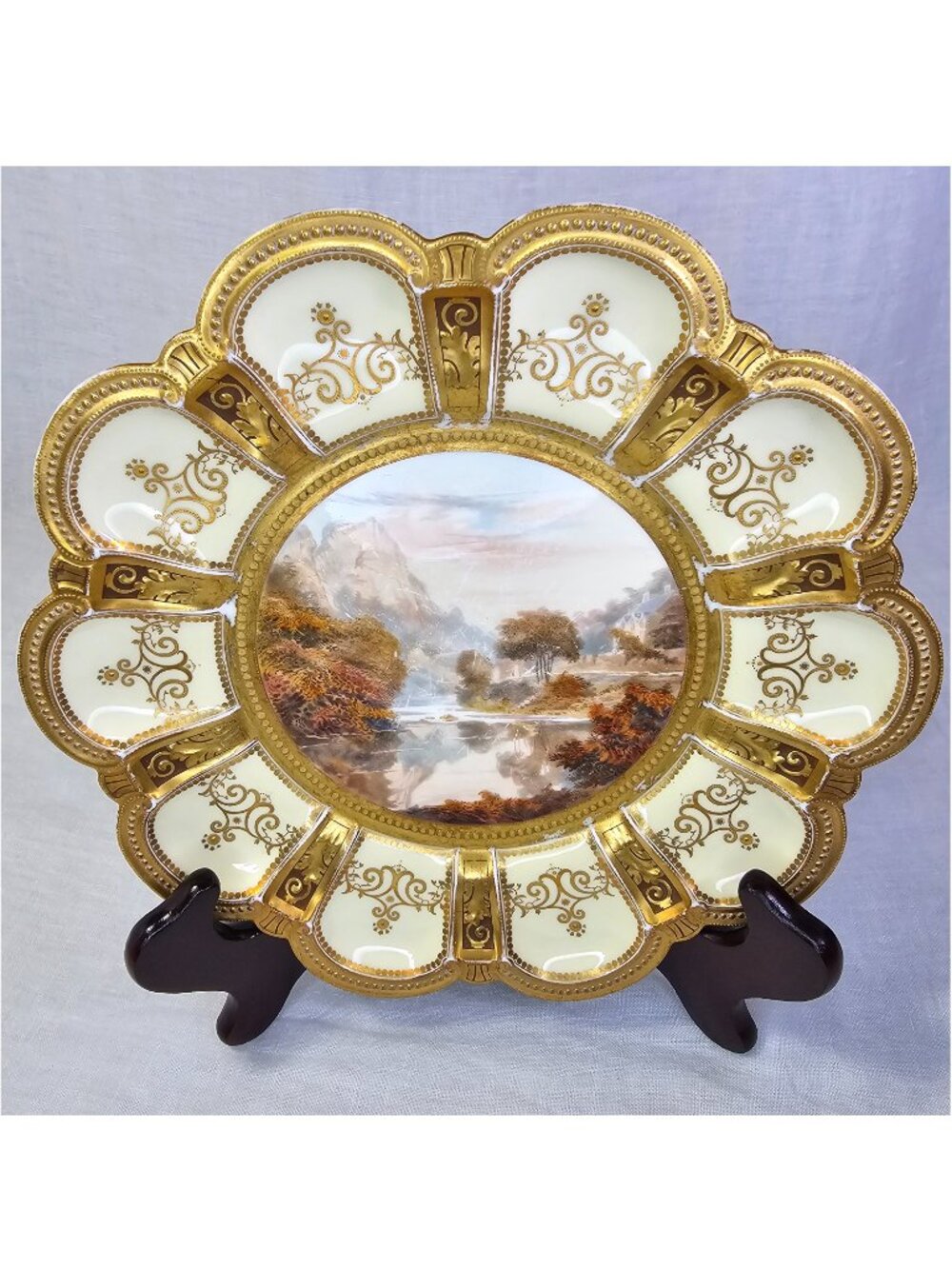 Royal Crown Derby Edwin Trowell Hand Painted Cabinet Plate High Tor Matlock